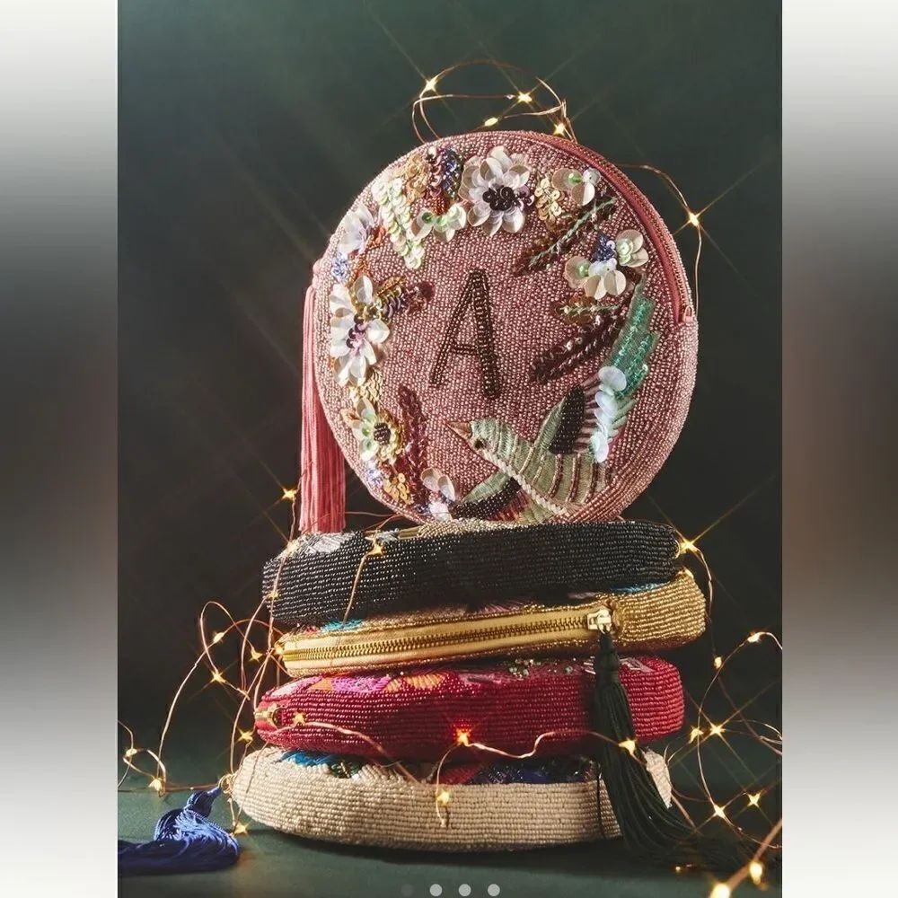 Holiday Monogram โEmbellishedโPouch.โLetterโA
